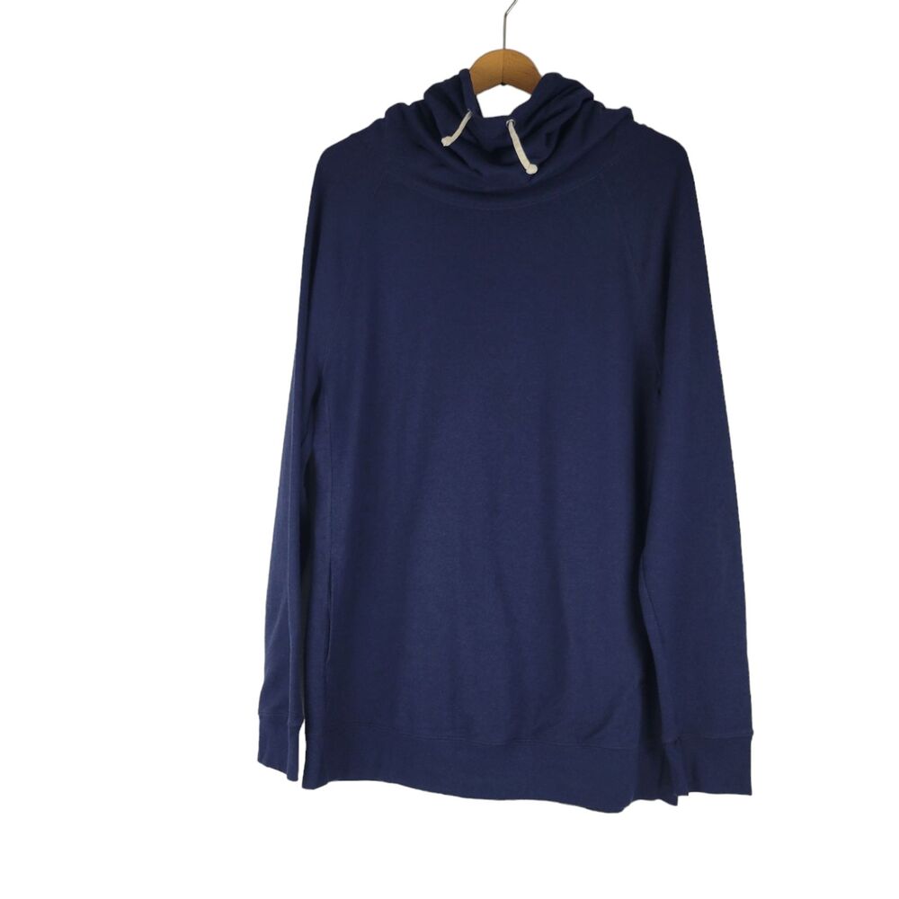 Champion Authentic Sweatshirt Womens XL Cowl Neck Long Sleeve Navy Blue Logo